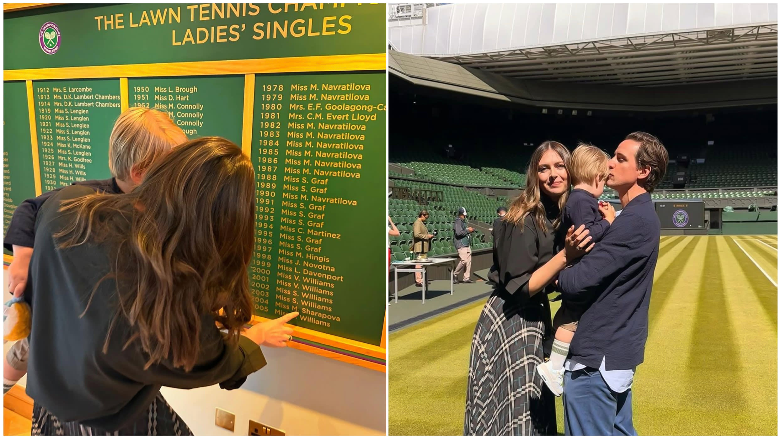 Maria Sharapova tours Wimbledon with fiancé Alexander, son Theodore 20 years after title run | Tennis.com