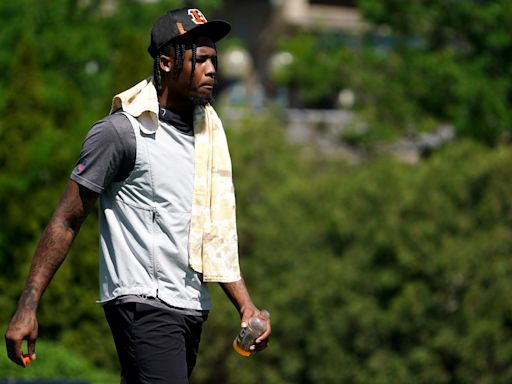 Tee Higgins attends The Basketball Tournament in Cincinnati before Bengals' training camp