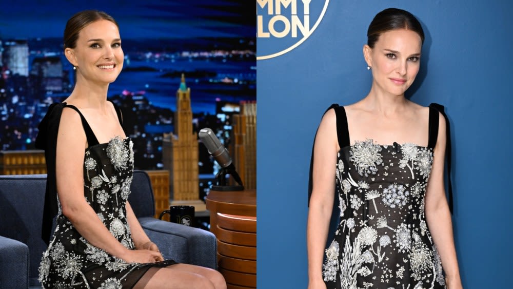 Natalie Portman Favors Florals in Embroidered Oscar de la Renta Minidress for ‘Jimmy Fallon’ Appearance, Talks Meeting Rihanna...