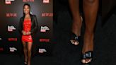 Gabrielle Union Shines in Black Leather Open-Toe Sandals for Netflix is a Joke Fest