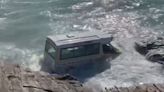 Abandoned ice cream van washes out to sea at South West beach