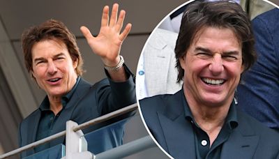 Beaming Tom Cruise attends day 13 of Wimbledon