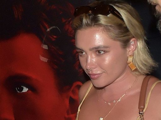 Florence Pugh Catches Tom Holland's Play In a Buttery Yellow Slip Dress