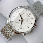 TISSOT Tradition 白色面錶盤 銀色不鏽鋼錶帶 石英 三眼計時 男士手錶 T0636171103700