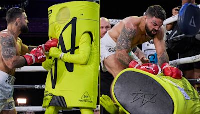 Mike Perry attacks and drops Jake Paul's mascot during workout