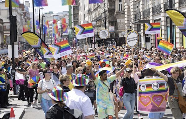 Thousands attend London Pride as mayor Sadiq Khan leads the colourful parade