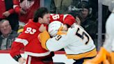 Red Wings' 5-8 Alex DeBrincat drops Predators 6-1 defenseman Roman Josi in quick fight