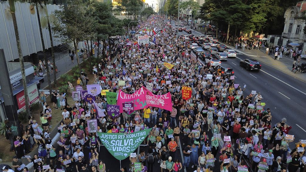 Watch: Hundreds rally in Brazil to protest abortion bill