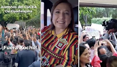 Xóchitl Gálvez: Estudiantes de la Universidad de Guadalajara la despiden entre reclamos