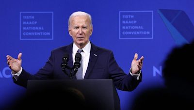 Biden accidentally announces $55 cap rent rises after struggling to read '5%' on teleprompter