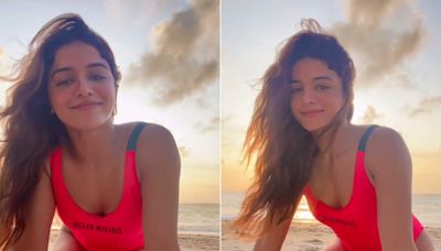 Wamiqa Gabbi Looked Bright And Preppy In A Neon Pink Swimsuit For A "Day In The Ocean"