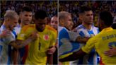 El PICANTE cruce de Miguel Borja con Leandro Paredes sobre el final del partido entre Argentina y Colombia