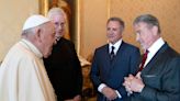 The Pope playfully pretends to box with Sylvester Stallone and says he's 'honored' to meet the 'Rocky' star at the Vatican