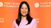 Lucy Liu Springs Forward in Colorblocked Dress and Peep-Toe Heels at Tory Burch’s Embrace Ambition Summit