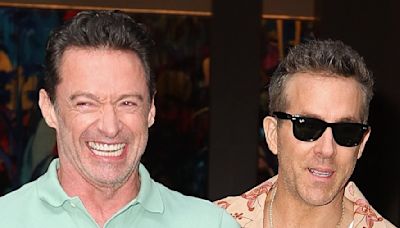 Ryan Reynolds and Hugh Jackman match in pastels in NYC