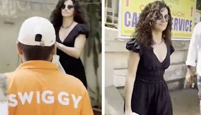 Swiggy Guy Unfazed By Taapsee Pannu's Presence In Viral Paparazzi Clip, Netizens Say 'Wish I Could Be So Calm'