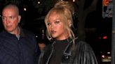 Rihanna Steps Out in Sleek Blonde Beehive and Oversized Leather Cape Jacket