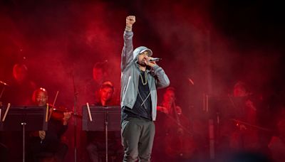 Eminem Performs Surprise ‘Sing For the Moment’ With Jelly Roll, Debuts ‘Houdini’ Live at All-Star Michigan Central Station Re...