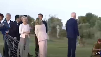 Concerning footage shows distracted Joe Biden wandering off at G7 summit