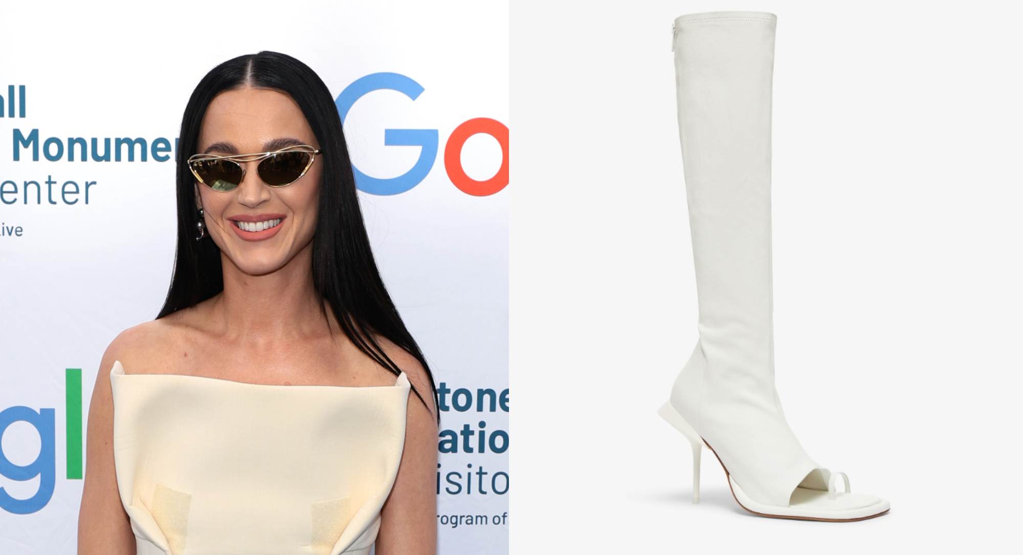 Katy Perry Turns Heads in Sportmax Stretch Open-Toed Knee-High Boots at Stonewall National Monument Visitor Center Opening...