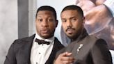 Michael B. Jordan and Jonathan Majors can't keep their eyes off of reporter's viral "wagon"