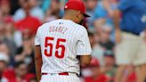 Phillies left-hander Suárez departs with left hand contusion after being hit by line drive