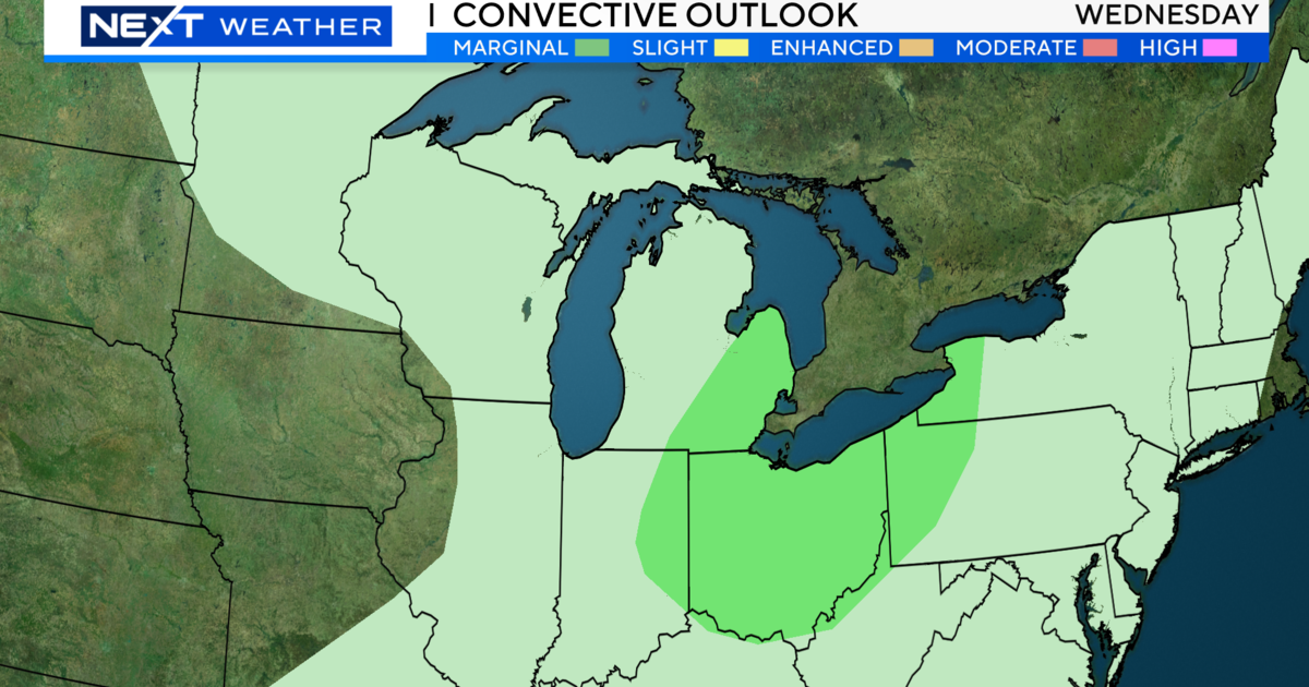 Marginal risk of severe storms in Southeast Michigan on Wednesday