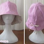 日本pozzyrap精緻蕾絲 雙面戴 日本遮陽帽 防曬帽 小顏帽 綁馬尾可使用 防曬抗UV 55-57CM 麻混粉色