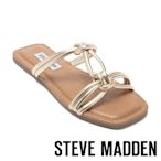(夏日休閒推薦鞋)【線上獨家款!】STEVE MADDEN-TRANSITION 扭結雙帶平底涼拖鞋-金色
