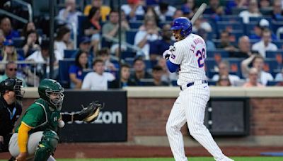 Mets slugger J.D. Martinez exits with bruised elbow after getting hit by pitch