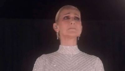 Celine Dion appears emotional during return to stage at Paris Olympics