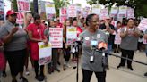 Columbus Education Association teachers picket outside city schools as strike begins