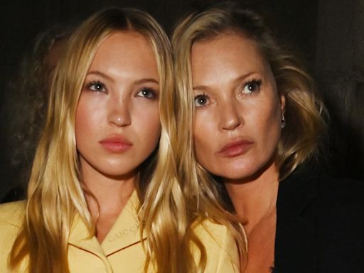 Lila and Kate Moss twin in head-to-toe black outfits during PFW