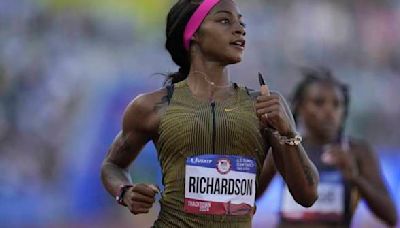 Sha'Carri Richardson overcomes wobbly start for win in first heat at Olympic trials