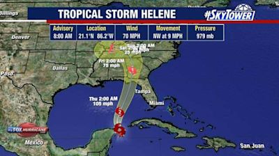 Live updates: Tropical Storm Helene closer to hurricane strength, watches and warnings extended for Florida