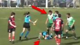 A soccer player was arrested on the field after sucker-punching a woman ref over minor foul call
