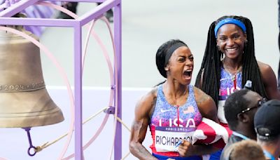 Sha'Carri Richardson chases down 2 competitors in rain to end her first Olympics with a relay gold