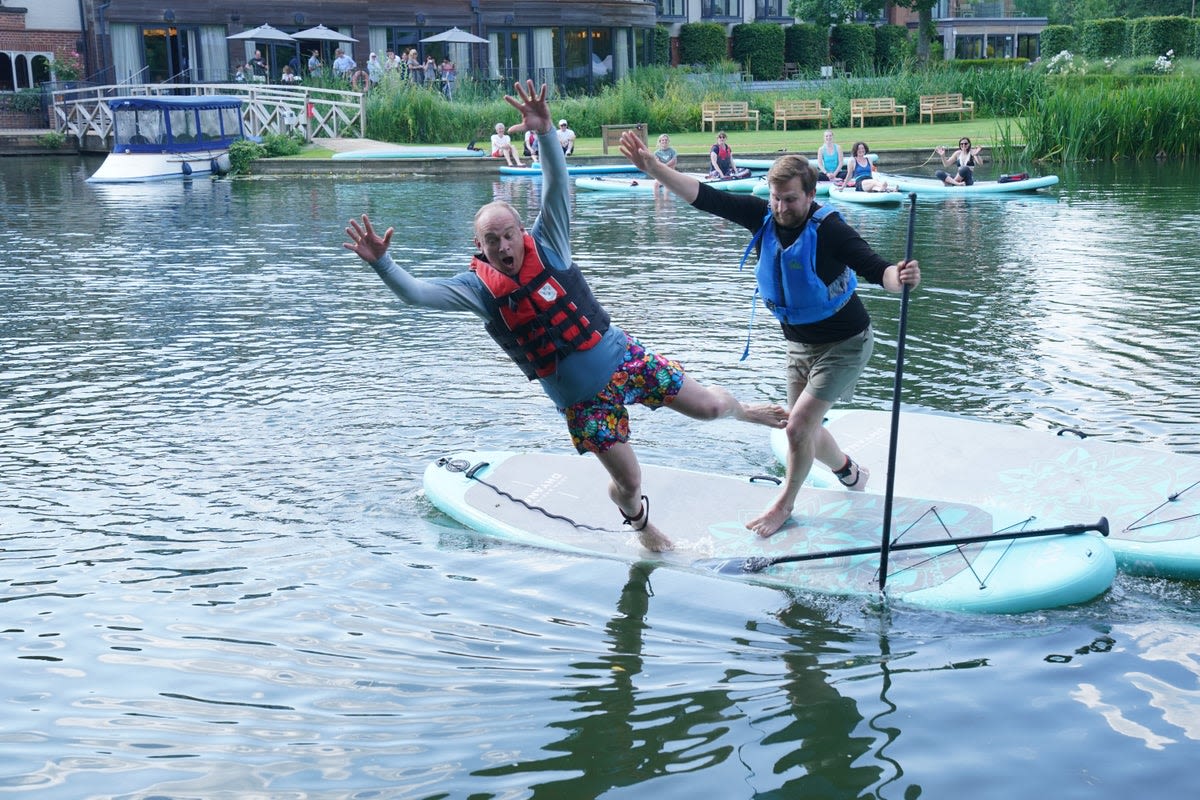 Ed Davey falls off paddleboard again as Lib Dems continue campaign trail