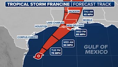 Francine to become hurricane by Tuesday as Texas, Louisiana rush preparations