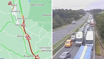 M6 motorway currently closed with delays of more than an hour after crash