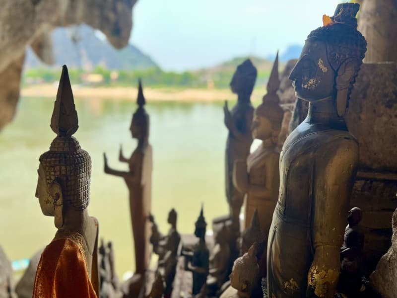 The sacred Pak Ou Caves of Laos, home to some 6,000 Buddha statues