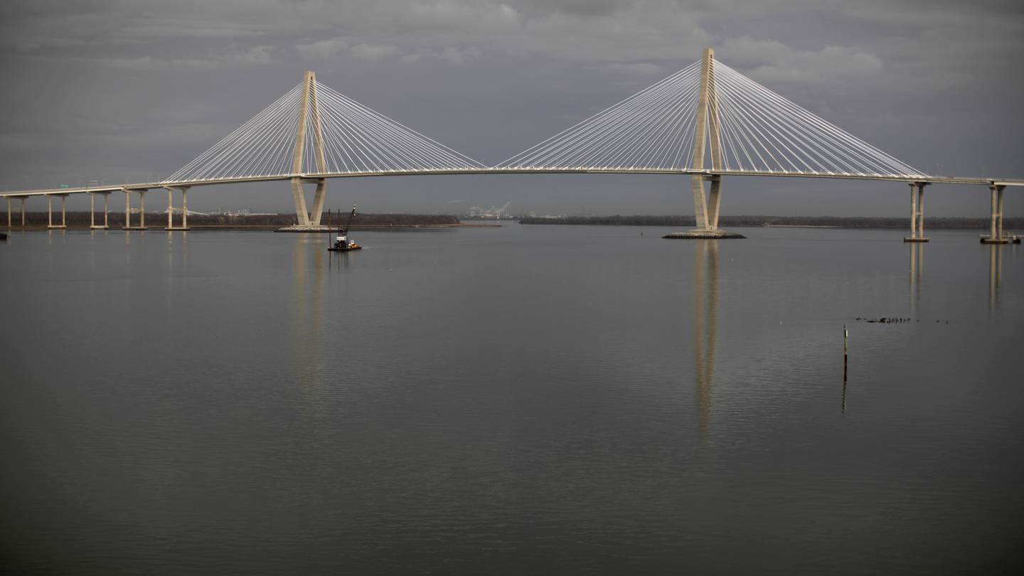 Ship at full throttle in harbor causes major South Carolina bridge to close until it passes safely