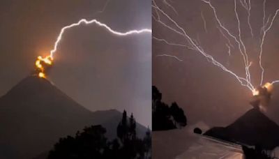 VIDEO: Captan rayos impactando volcán en erupción en Guatemala