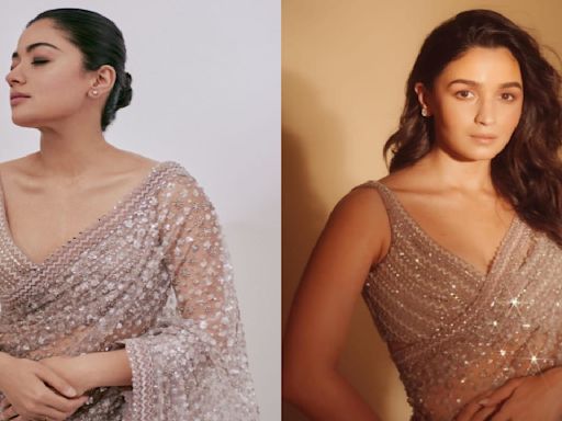 Alia Bhatt vs Rashmika Mandanna Fashion Face-off: Who styled blush pink saree worth Rs 1.59 Lakh better?