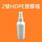 現貨 台灣製造 2號 HDPE塑膠瓶 100mL 含按壓噴頭 可代工充填次氯酸水