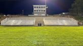Temporary stands set up for Union City Saturday night football game