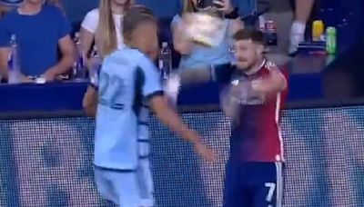 MLS game descends into fracas after ball is hurled into player's FACE