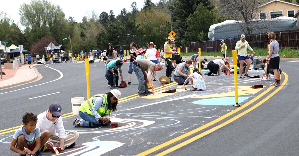 Gallery: Cheshire community picks up brushes to help in the slow street asphalt art project