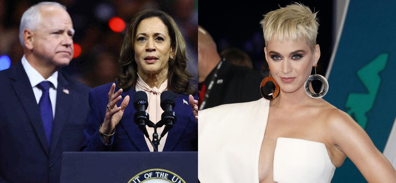 Katy Perry Proudly Wears Her Endorsement For Kamala Harris & Tim Walz