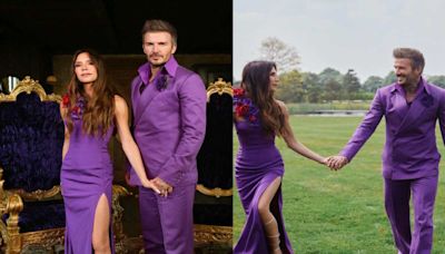 Victoria and David Beckham celebrate 25th anniversary in purple